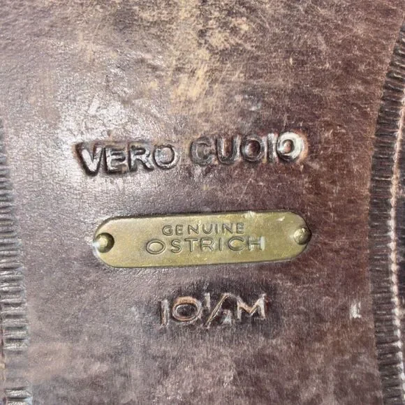 Vero Cuoio Genuine Ostrich Made In Spain Men's 10.5M Brown Lace Up Oxford Shoes‎